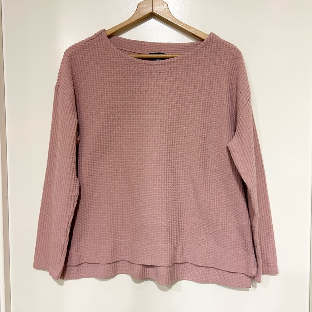 Splendid Thermal Waffle Knit Hi-Low Long Sleeve Tunic Top Dusty Pink Size Medium